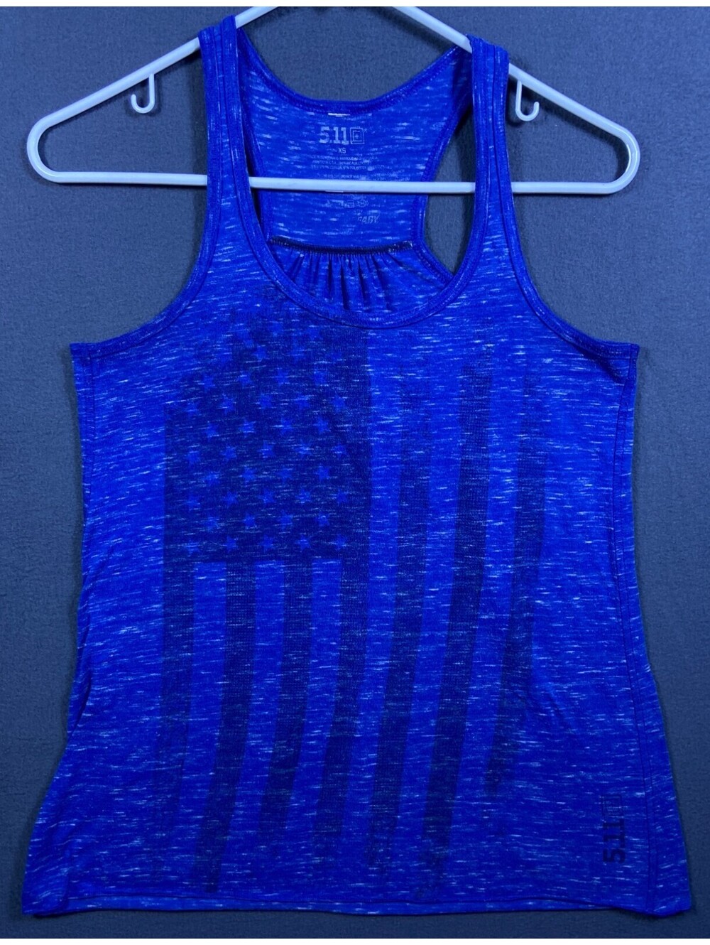 5.11 Tactical Womens Holly Tank Top Size XS Blue Heathered Racerback Active Flag